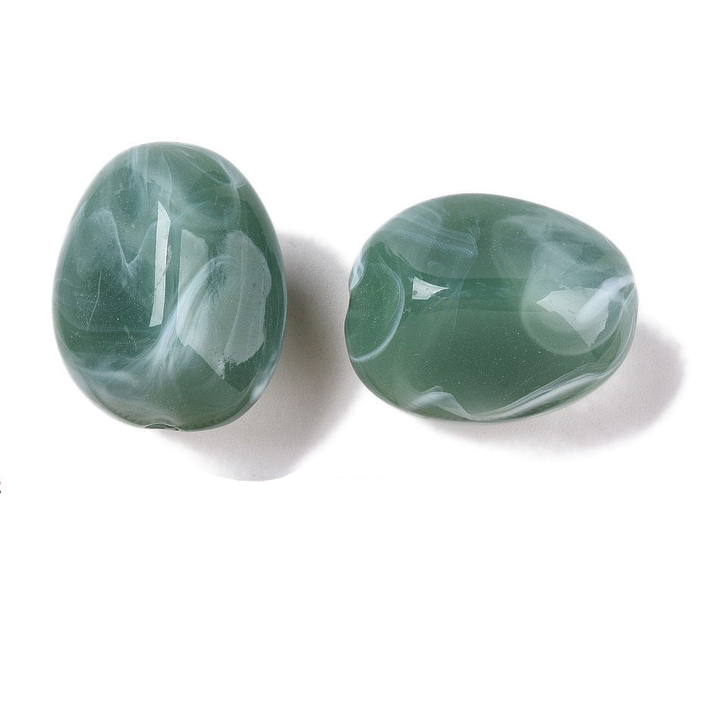 Acryl Kralen Nugget Saliegroen 23mm - per stuk-Kralen-Kraaltjes van Renate