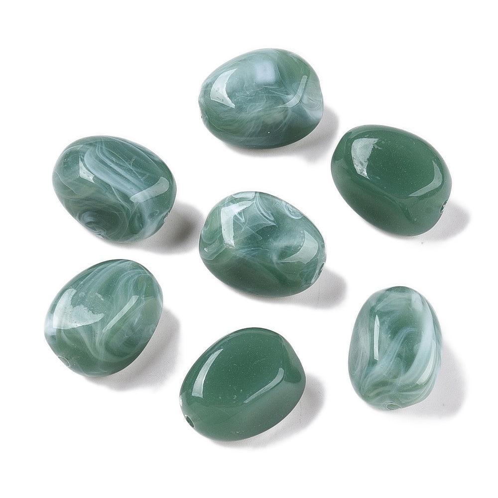 Acryl Kralen Nugget Saliegroen 23mm - per stuk-Kralen-Kraaltjes van Renate