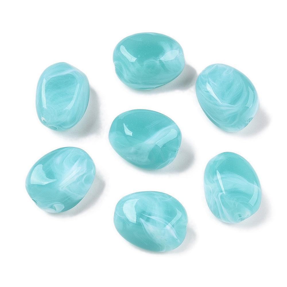 Acryl Kralen Nugget Turquoise 23mm - per stuk-Kralen-Kraaltjes van Renate