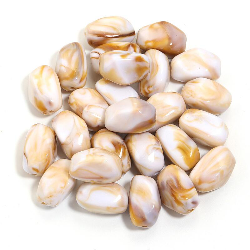 Acryl Kralen Nugget Wit Bruin 21mm - per stuk-Kralen-Kraaltjes van Renate