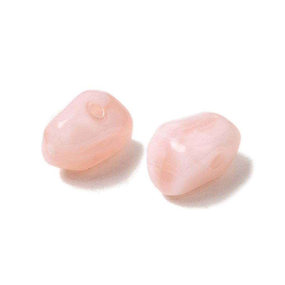 Acryl Kralen Nugget marble Peach Pink 9mm - 5 gram-Kralen-Kraaltjes van Renate