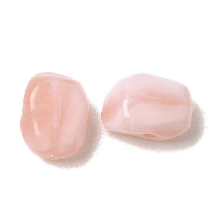 Acryl Kralen Nugget marble Peach Pink 9mm - 5 gram-Kralen-Kraaltjes van Renate