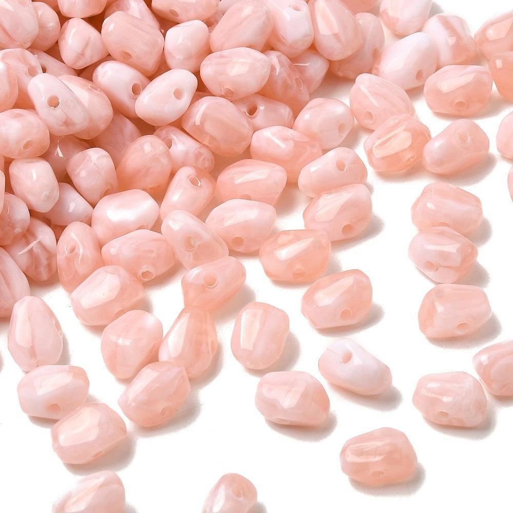 Acryl Kralen Nugget marble Peach Pink 9mm - 5 gram-Kralen-Kraaltjes van Renate