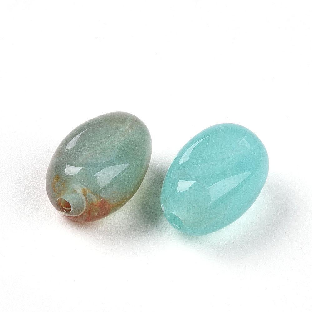 Acryl Kralen Ovaal Turquoise / Bruin 14mm - per 8 stuks kopie-Kralen-Kraaltjes van Renate