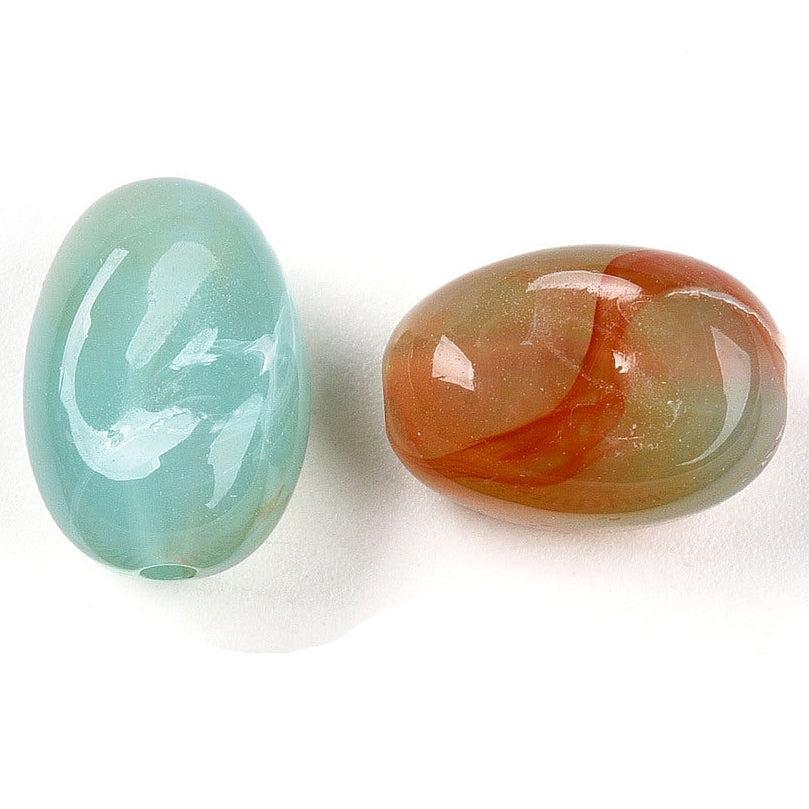 Acryl Kralen Ovaal Turquoise / Bruin 14mm - per 8 stuks kopie-Kralen-Kraaltjes van Renate