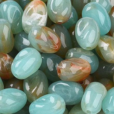 Acryl Kralen Ovaal Turquoise / Bruin 14mm - per 8 stuks kopie-Kralen-Kraaltjes van Renate