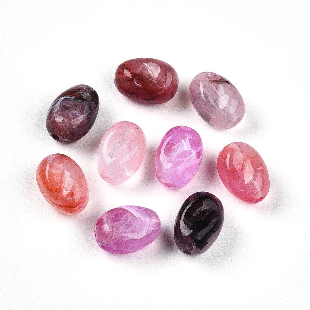 Acryl Kralen Ovaal Tweekleurig Oud Roze 14mm - 8 stuks kopie-Kralen-Kraaltjes van Renate