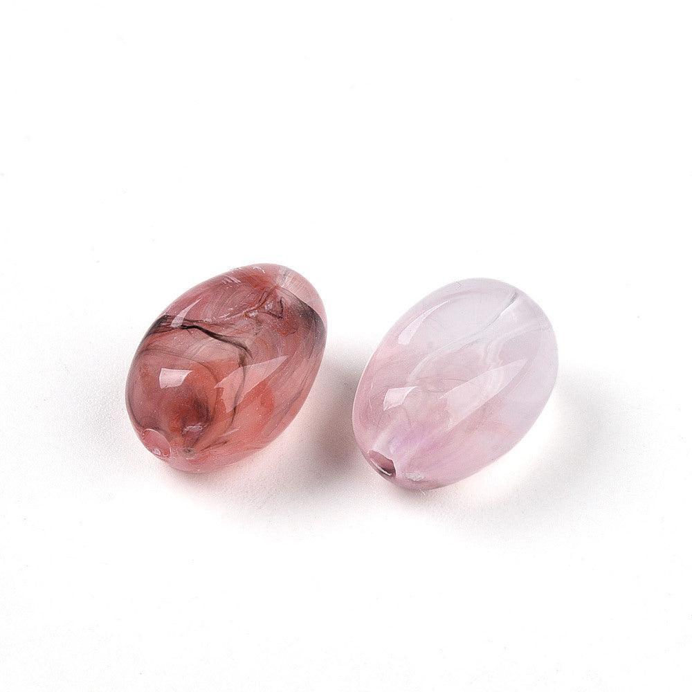 Acryl Kralen Ovaal Tweekleurig Oud Roze 14mm - 8 stuks kopie-Kralen-Kraaltjes van Renate