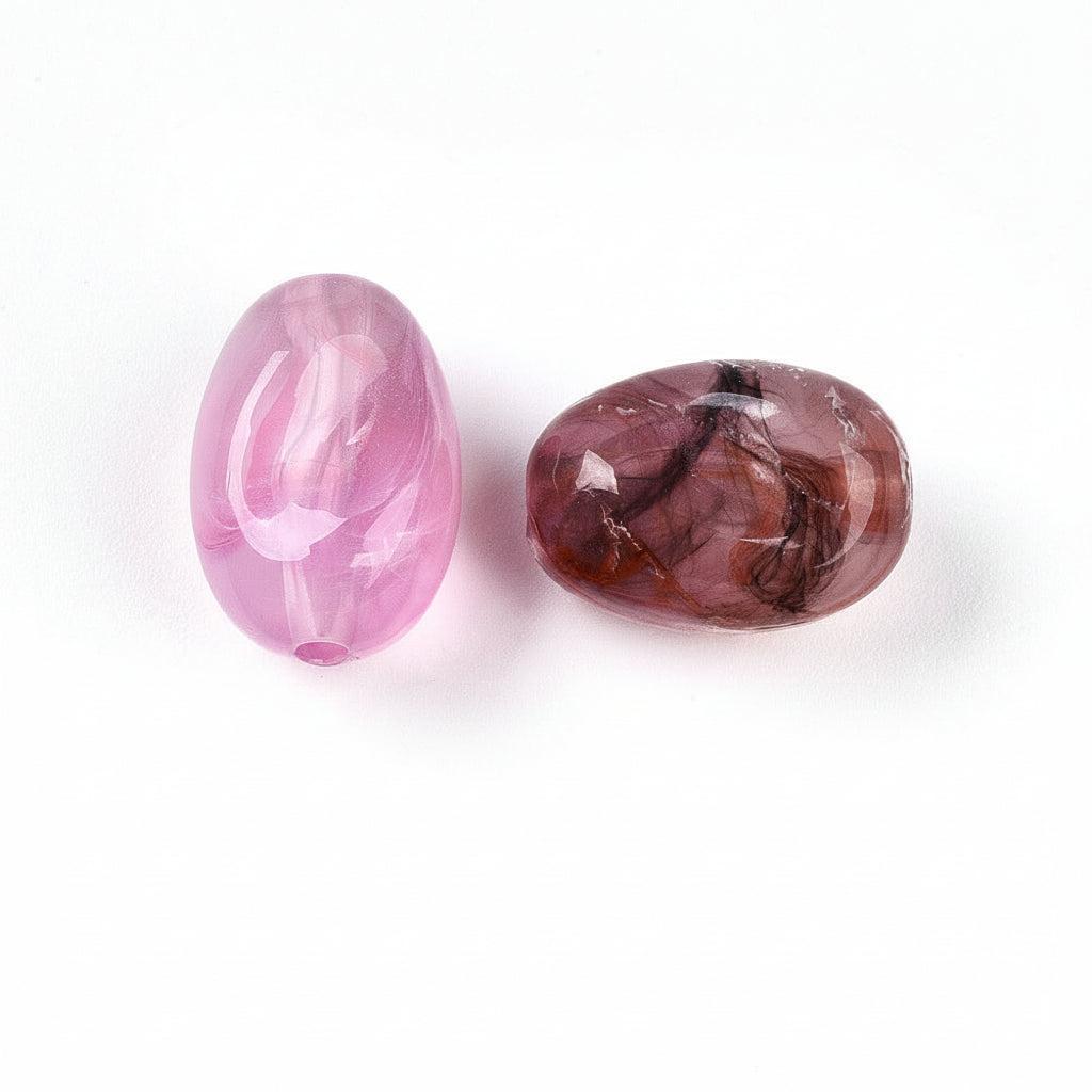 Acryl Kralen Ovaal Tweekleurig Oud Roze 14mm - 8 stuks kopie-Kralen-Kraaltjes van Renate