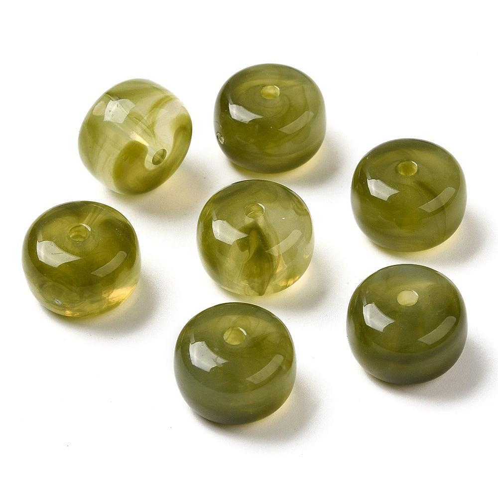 Acryl Kralen Transparant disc Olijfgroen 14mm - per stuk-Kralen-Kraaltjes van Renate