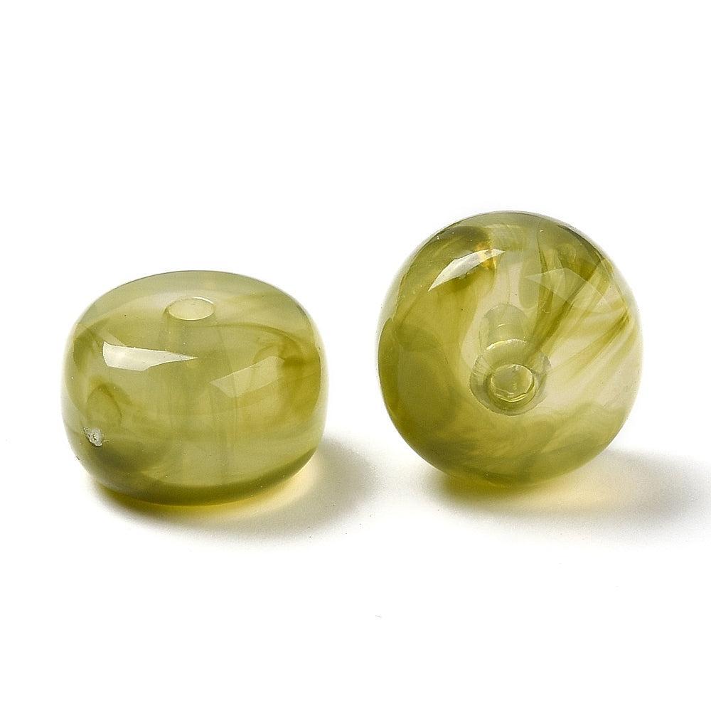 Acryl Kralen Transparant disc Olijfgroen 14mm - per stuk-Kralen-Kraaltjes van Renate