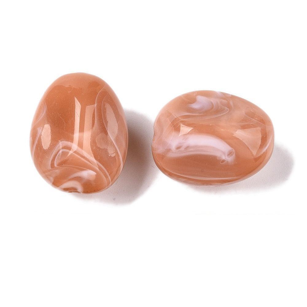 Acryl Kralen marmer Nugget Peach Beige 23mm - per stuk-Kralen-Kraaltjes van Renate