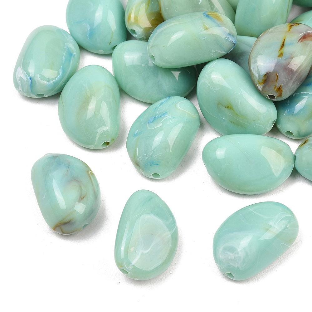 Acryl Kralen marmer Nugget Turquoise 22mm - per stuk-Kralen-Kraaltjes van Renate