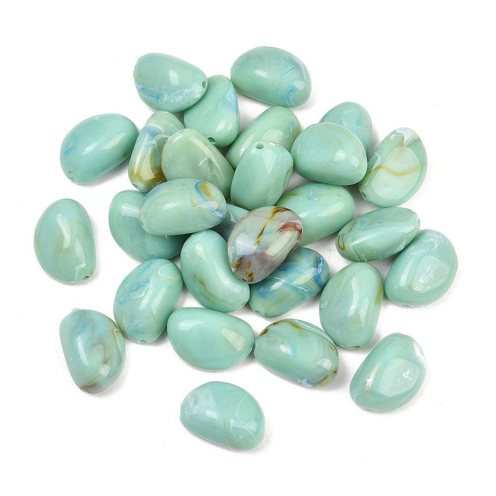 Acryl Kralen marmer Nugget Turquoise 22mm - per stuk-Kralen-Kraaltjes van Renate
