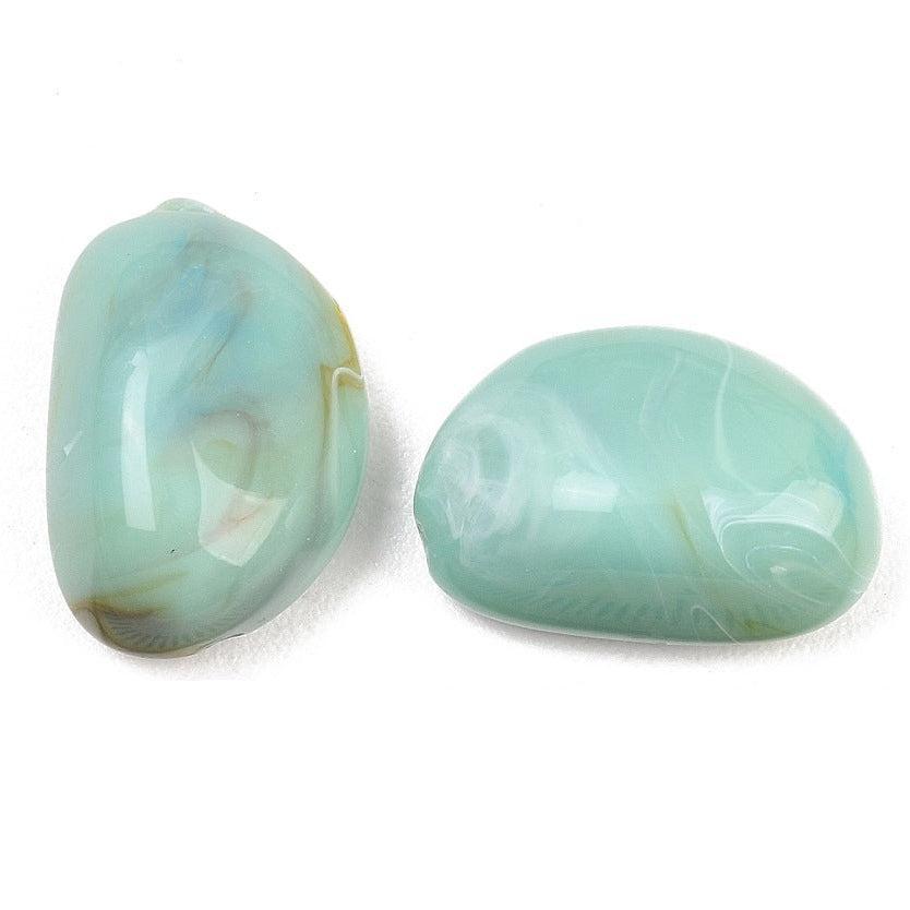 Acryl Kralen marmer Nugget Turquoise 22mm - per stuk-Kralen-Kraaltjes van Renate