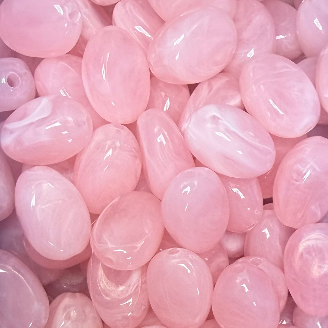 Acryl Kralen marmer Ovaal Parelroze 18mm - per stuk-Kralen-Kraaltjes van Renate