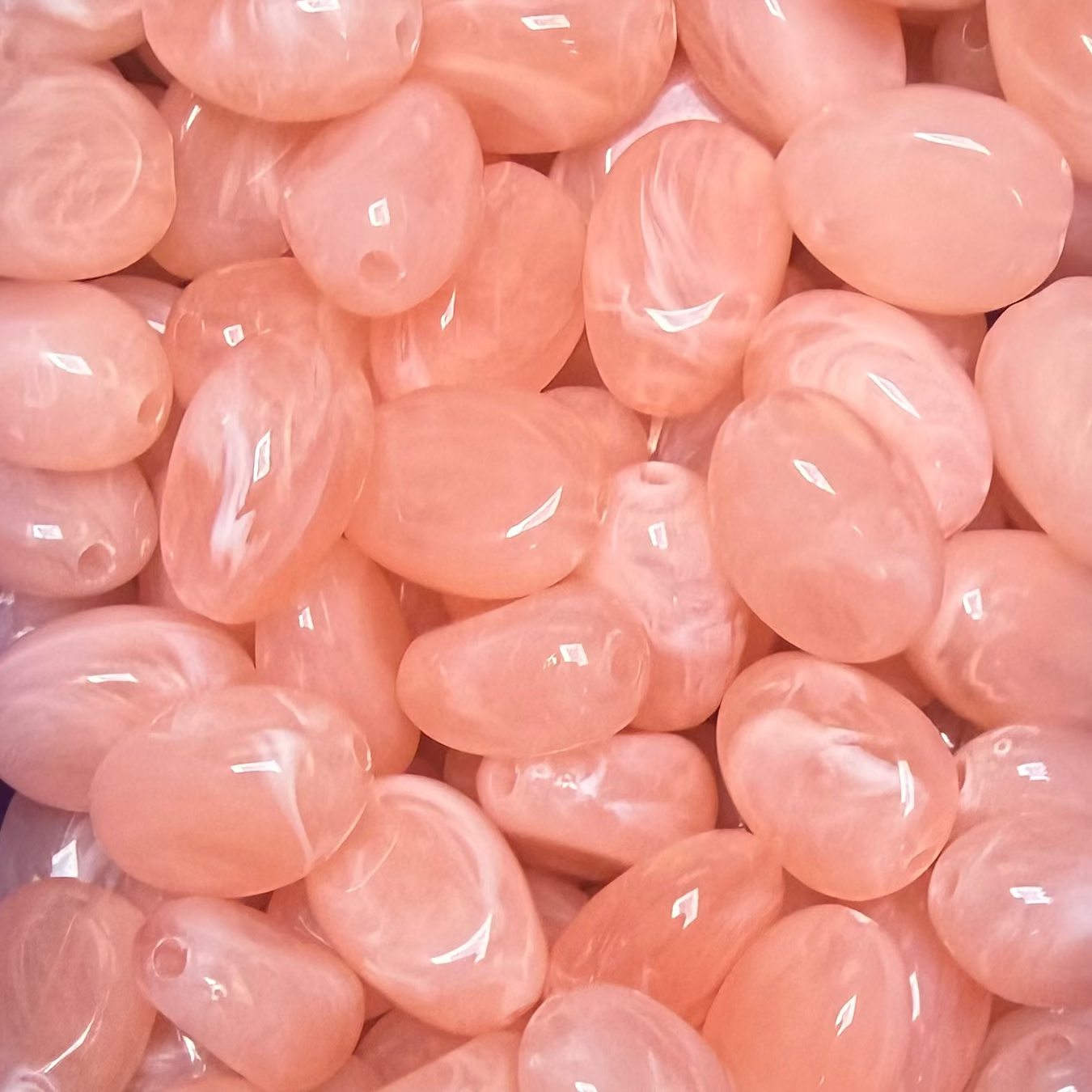 Acryl Kralen marmer Ovaal Peach 18mm - per stuk-Kralen-Kraaltjes van Renate