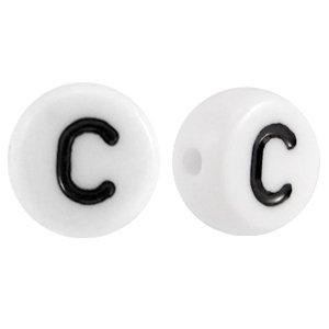 Letterkraal acryl letter C wit 7mm - 10 stuks-Kraaltjes van Renate