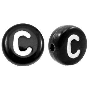 Letterkraal acryl letter C zwart 7mm - 10 stuks-Kraaltjes van Renate