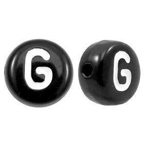 Letterkraal acryl letter G zwart 7mm - 10 stuks-Kraaltjes van Renate