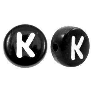 Letterkraal acryl letter K zwart 7mm - 10 stuks-Kraaltjes van Renate