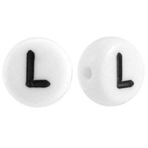 Letterkraal acryl letter L wit 7mm - 10 stuks-Kraaltjes van Renate