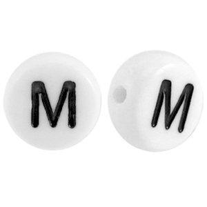 Letterkraal acryl letter M wit 7mm - 10 stuks-Kraaltjes van Renate