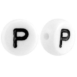 Letterkraal acryl letter P wit 7mm - 10 stuks-Kraaltjes van Renate
