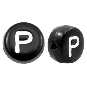 Letterkraal acryl letter P zwart 7mm - 10 stuks-Kraaltjes van Renate
