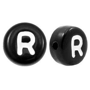 Letterkraal acryl letter R zwart 7mm - 10 stuks-Kraaltjes van Renate