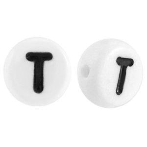 Letterkraal acryl letter T wit 7mm - 10 stuks-Kraaltjes van Renate
