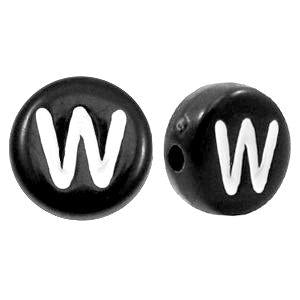 Letterkraal acryl letter W zwart 7mm - 10 stuks-Kraaltjes van Renate
