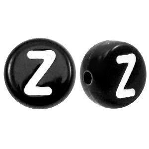 Letterkraal acryl letter Z zwart 7mm - 10 stuks-Kraaltjes van Renate
