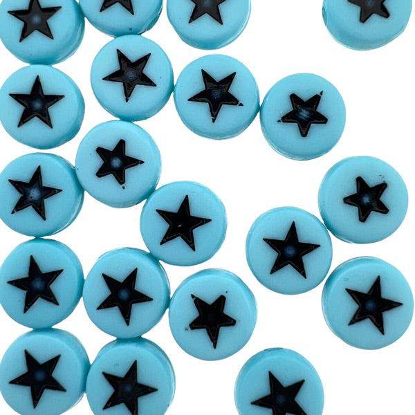 Acryl Letterkraal acryl sterretjes blauw-zwart 7mm - 20 stuks-Kralen-Kraaltjes van Renate