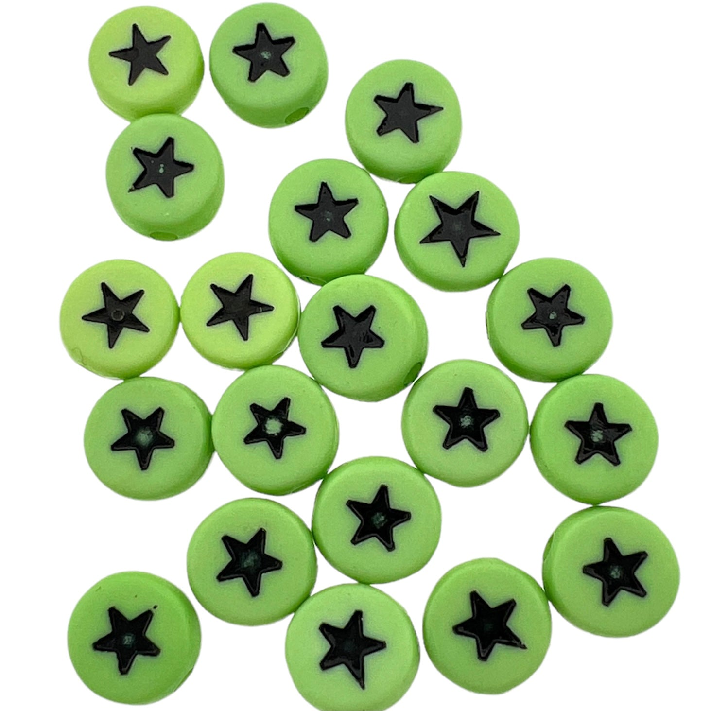 Acryl Letterkraal acryl sterretjes groen-zwart 7mm - 20 stuks-Kralen-Kraaltjes van Renate