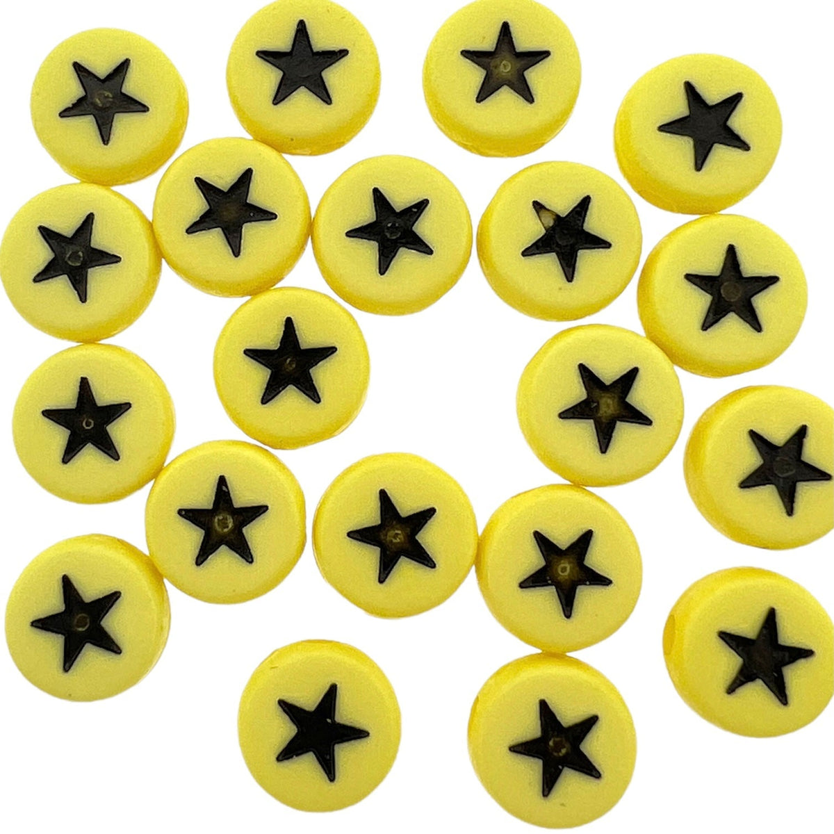 Acryl Letterkraal acryl sterretjes licht geel-zwart 7mm - 20 stuks-Kralen-Kraaltjes van Renate