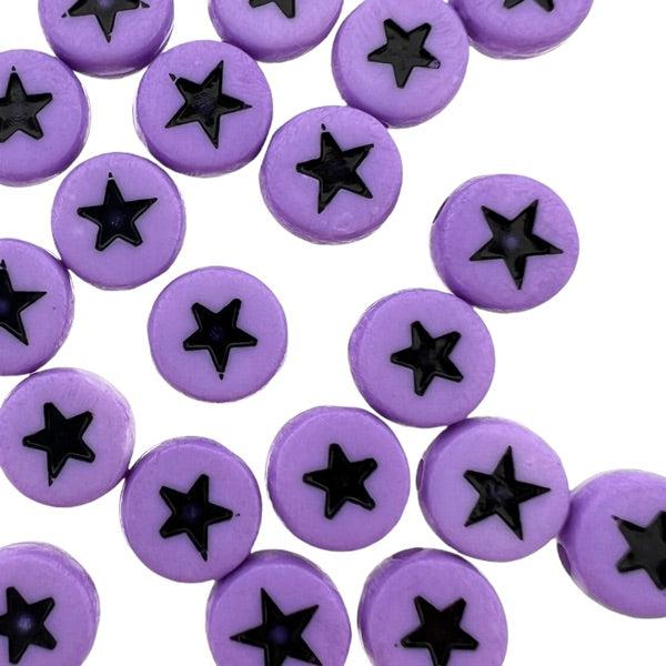 Acryl Letterkraal acryl sterretjes lila-zwart 7mm - 20 stuks-Kralen-Kraaltjes van Renate