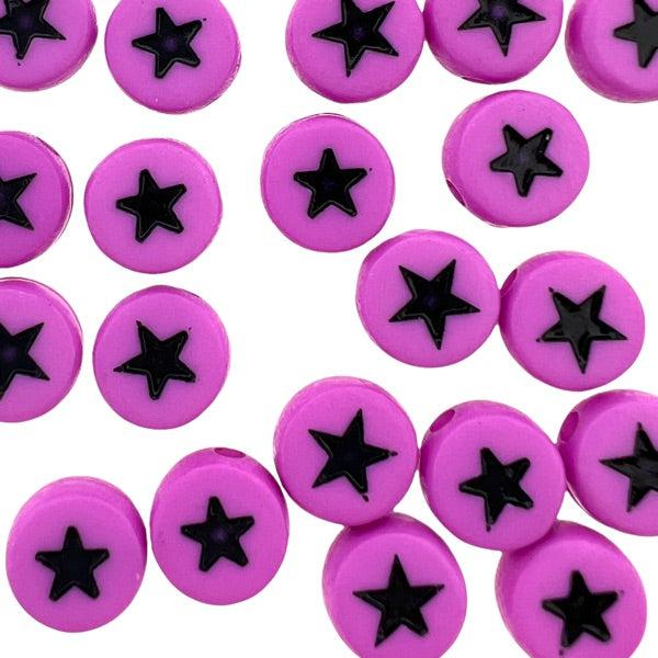 Acryl Letterkraal acryl sterretjes paars-zwart 7mm - 20 stuks-Kralen-Kraaltjes van Renate