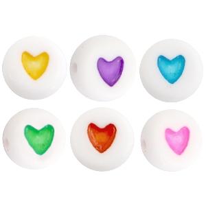 Letterkraal acryl hartjes multicolor 7mm - 20 stuks-Kraaltjes van Renate