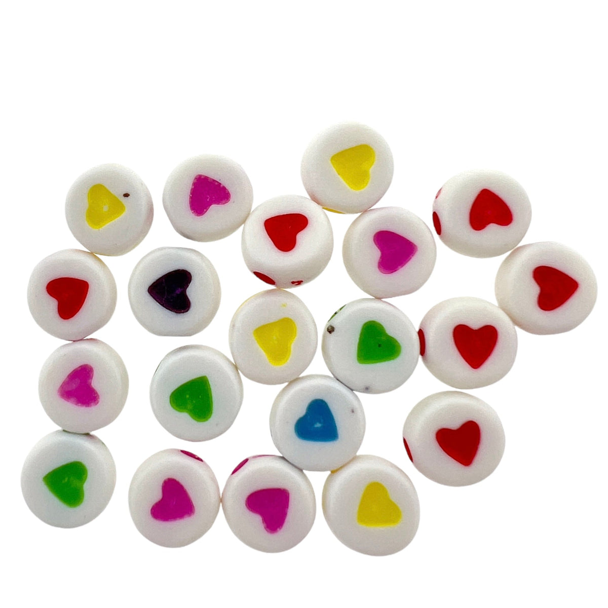 Acryl Letterkraal hartjes meerdere kleuren 7mm - 20 stuks-Kralen-Kraaltjes van Renate