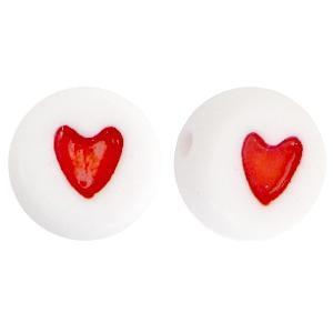 Letterkraal acryl hartjes rood 7mm - 10 stuks-Kraaltjes van Renate