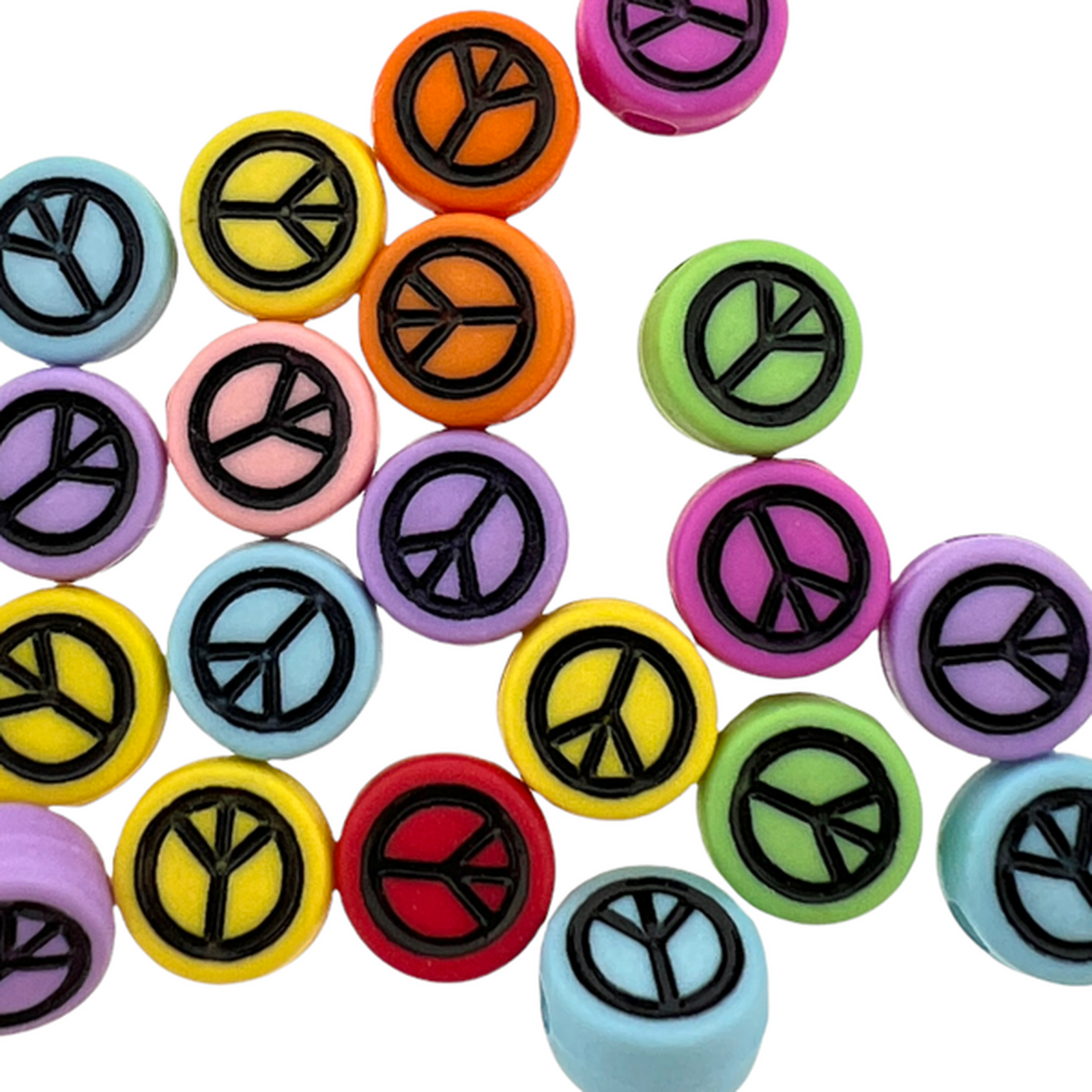 Acryl Letterkraal peace multicollor 7mm - 20 stuks-Kralen-Kraaltjes van Renate