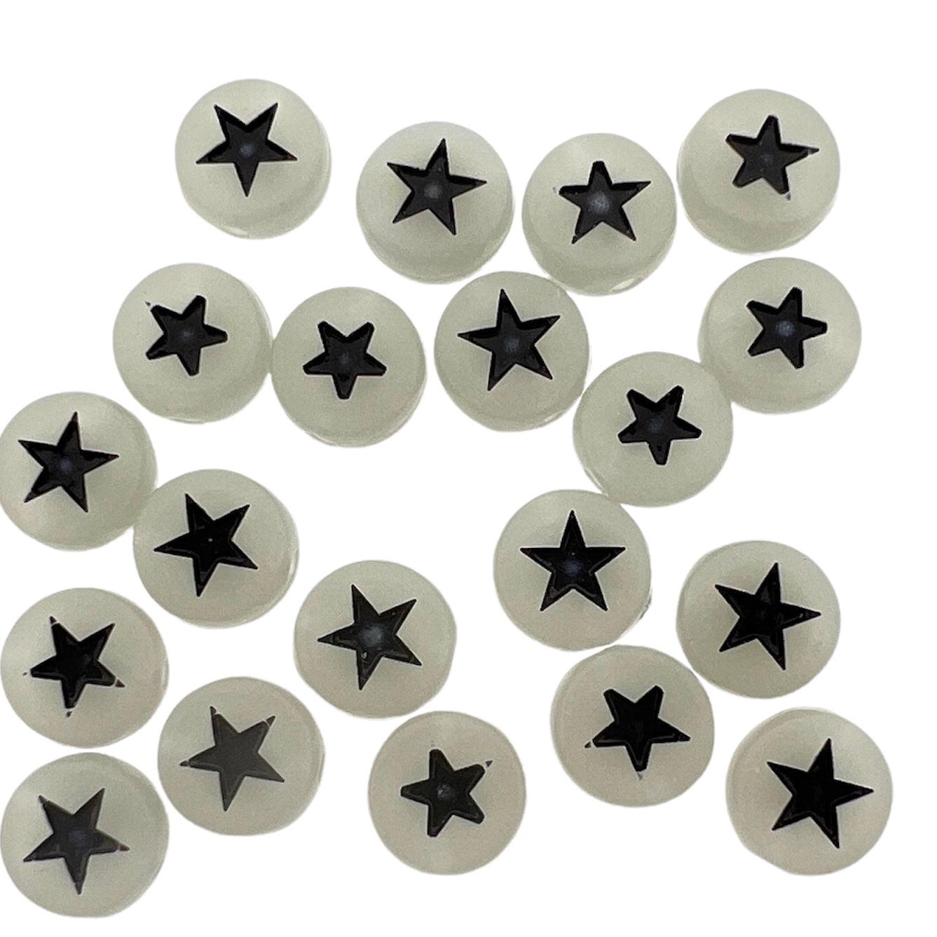 Acryl Letterkraal sterretjes transparant zwart 7mm - 20 stuks-Kralen-Kraaltjes van Renate