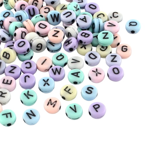Acryl Letterkralen Pastel 6.5mm - 100 stuks-Kralen-Kraaltjes van Renate