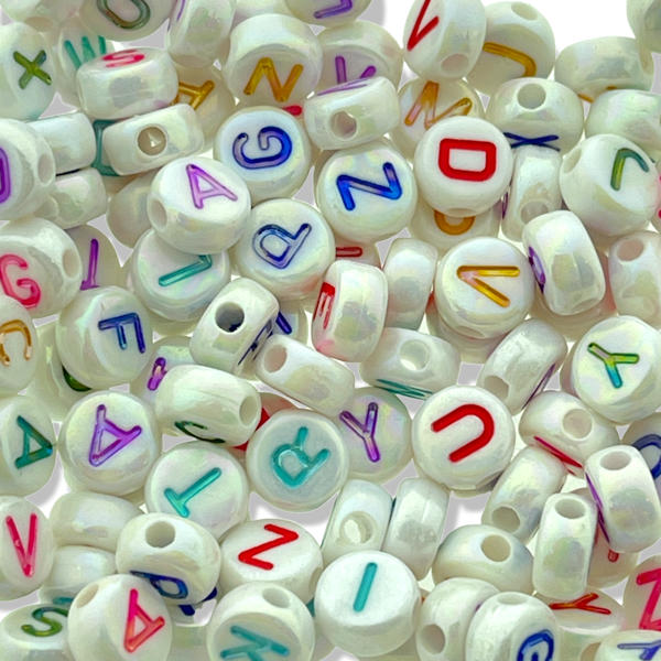 Letterkralen rond alphabet Pearl multicolor 7mm - 100 stuks-Kralen-Kraaltjes van Renate
