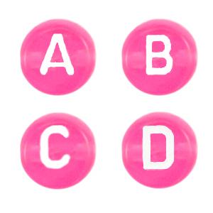 Letterkralen rond letter A-Z Roze transparant 7mm - 26 stuks-Kraaltjes van Renate