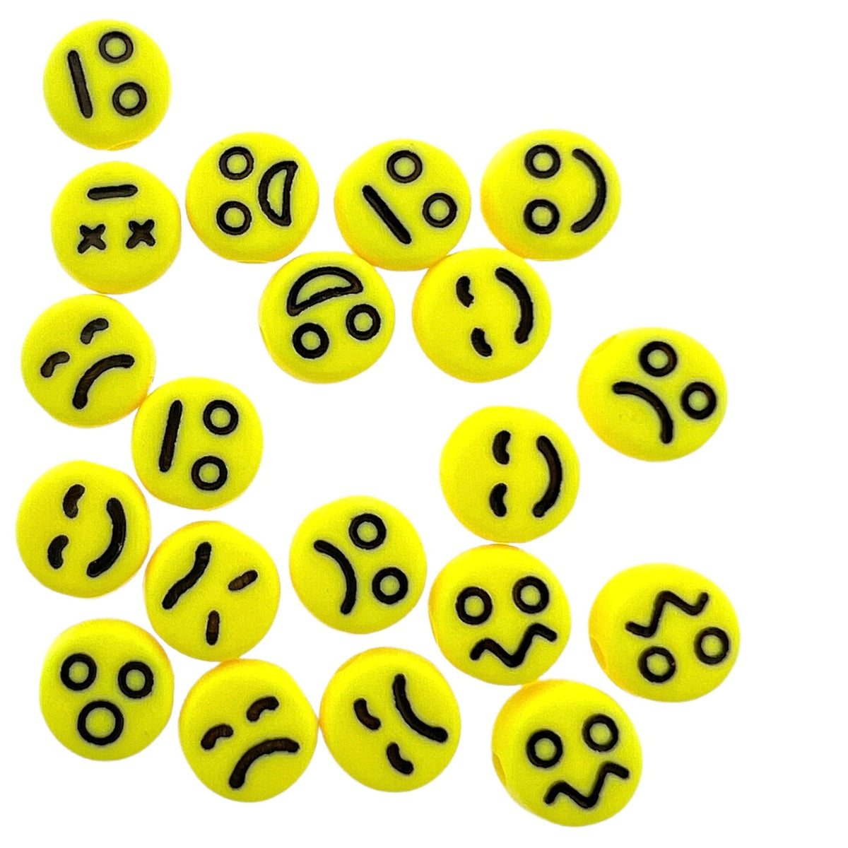 Acryl Letterkralen rond smiley geel 7mm - 20 stuks-Kralen-Kraaltjes van Renate