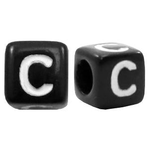 Letterkralen vierkant Ø3,6mm letters C Zwart 6mm - 10 stuks-Kraaltjes van Renate