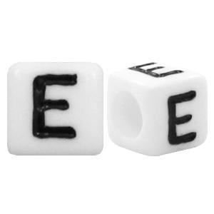 Letterkralen vierkant Ø3,6mm letters E Wit 6mm - 10 stuks-Kraaltjes van Renate