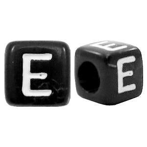 Letterkralen vierkant Ø3,6mm letters E Zwart 6mm - 10 stuks-Kraaltjes van Renate